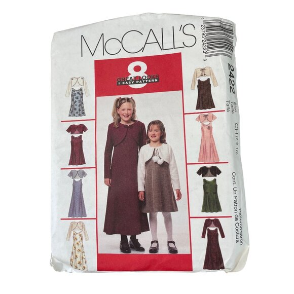 McCalls 2422 Sewing Pattern Size 7/8/10 Childrens Dress Lined Bolero Jacket CUT - Picture 1 of 6